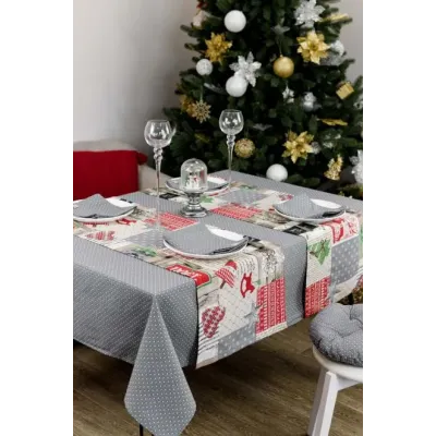 Скатерть Прованс Merry Christmas 132х180 см Серо-белый (7426)
