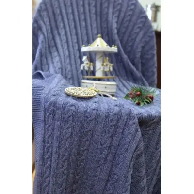 В'язаний плед Прованс SOFT 90х130 см Синій (3025) В'язаний плед Прованс SOFT 90х130 см Синій (3025)