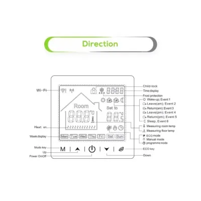 Терморегулятор сенсорний с Wi-Fi Oshland М2 для водяного/электрического теплого пола совместим с TUYA Терморегулятор сенсорний с Wi-Fi Oshland М2 для водяного/электрического теплого пола совместим с TUYA