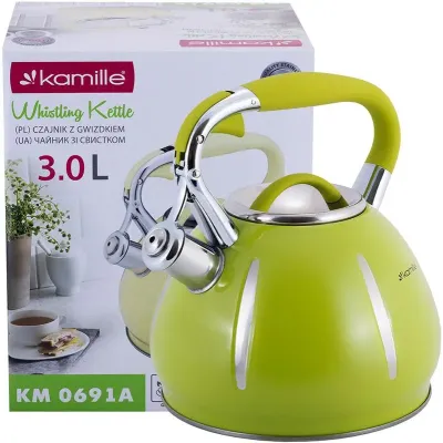 Чайник 3л из нержавеющей стали со свистком зеленый Kamille DP112949 Чайник 3л из нержавеющей стали со свистком зеленый Kamille DP112949
