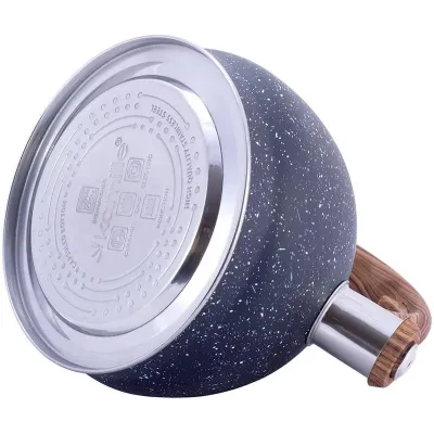 Чайник Marble 2л з нержавіючої сталі зі свистком чорний мармур Kamille DP112956