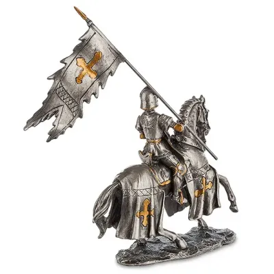 Настольная мини фигурка Воин на коне 9.5 см Veronese Серебристый AL229099