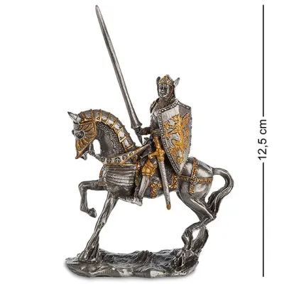Настольная мини фигурка Рыцарь на коне 12.5 см Veronese Серебристый AL229102