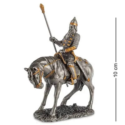 Настольная мини фигурка Воин на коне 8,5x3,5x10 см Veronese Серебристый AL229106
