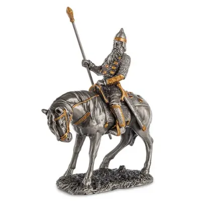 Настольная мини фигурка Воин на коне 8,5x3,5x10 см Veronese Серебристый AL229106