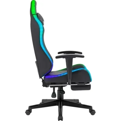 Геймерское кресло Defender Watcher полиуритановое с RGB подсветкой и подножкой Черный
