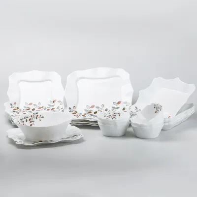 Столовый сервиз на 6 персон керамический TS Kitchen Leaf белый (HP23405)