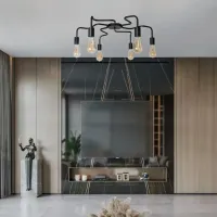 Люстра лофт MSK Electric Laminari стельова на шість ламп NL 17503-6 BK Люстра лофт MSK Electric Laminari стельова на шість ламп NL 17503-6 BK