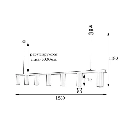 Люстра подвесная MSK Electric Tube в стиле лофт NL 2450-7 BK