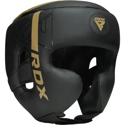 Боксерський шолом RDX F6 KARA Matte Golden M капа у комплекті