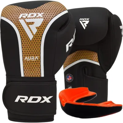 Боксерские перчатки RDX Aura Plus T-17 Black Golden 12 унций