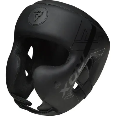 Боксерский шлем RDX F6 KARA Matte Black L капа в комплекте
