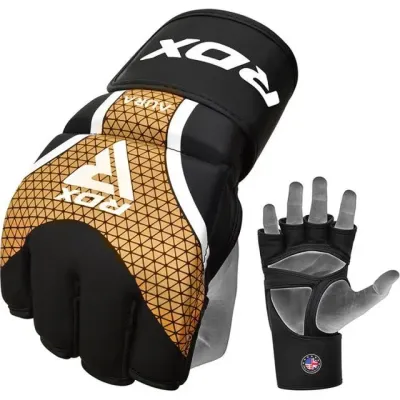 Рукавиці для ММА RDX AURA PLUS T-17 Black Golden S капа Рукавиці для ММА RDX AURA PLUS T-17 Black Golden S капа