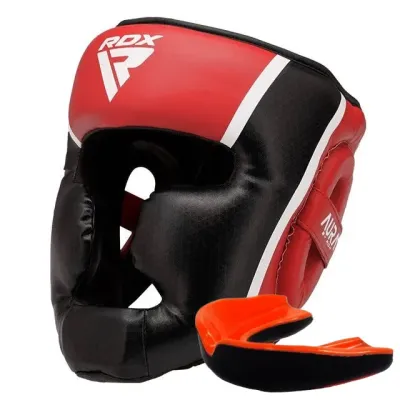 Боксерский шлем RDX AURA PLUS T-17 Red/Black XL капа в комплекте