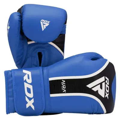 Боксерські рукавиці RDX Aura Plus T-17 Blue Black 14 унцій капа Боксерські рукавиці RDX Aura Plus T-17 Blue Black 14 унцій капа