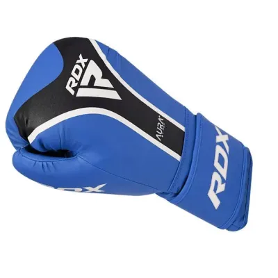 Боксерські рукавиці RDX Aura Plus T-17 Blue Black 14 унцій капа Боксерські рукавиці RDX Aura Plus T-17 Blue Black 14 унцій капа