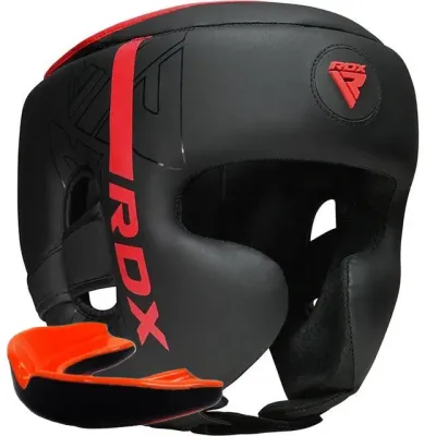 Боксерский шлем RDX F6 KARA Matte Red M капа в комплекте
