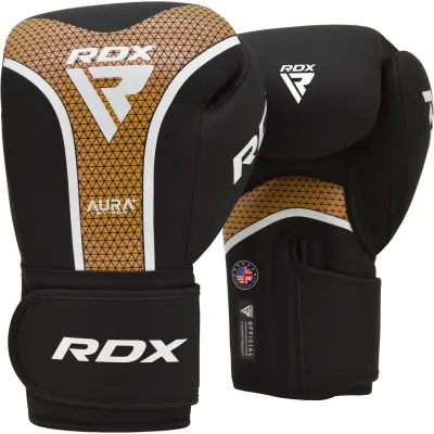 Боксерские перчатки RDX AURA PLUS T-17 Black Golden 10 унций капа в комплекте Черный Золотистый Боксерские перчатки RDX AURA PLUS T-17 Black Golden 10 унций капа в комплекте Черный Золотистый