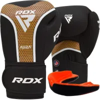 Боксерські рукавиці RDX AURA PLUS T-17 Black Golden 10 унцій капа в комплекті Чорний Золотистий Боксерські рукавиці RDX AURA PLUS T-17 Black Golden 10 унцій капа в комплекті Чорний Золотистий