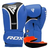 Боксерські рукавиці RDX Aura Plus T-17 Blue Black 12 унцій капа Боксерські рукавиці RDX Aura Plus T-17 Blue Black 12 унцій капа