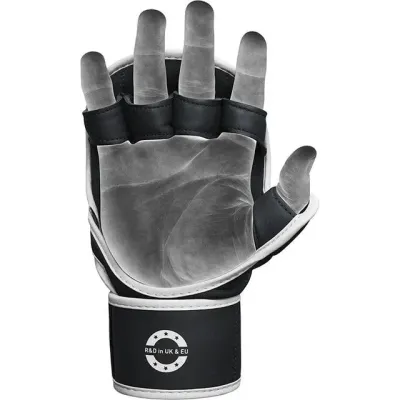 Рукавиці для ММА RDX F6 KARA Matte White Plus L-XL капа Чорний Білий