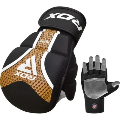 Перчатки для ММА RDX Shooter Aura Plus T-17 Black Golden XL капа Перчатки для ММА RDX Shooter Aura Plus T-17 Black Golden XL капа