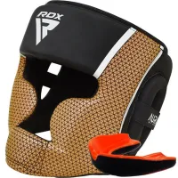 Боксерський шолом RDX AURA PLUS T-17 Black Golden L капа у комплекті Боксерський шолом RDX AURA PLUS T-17 Black Golden L капа у комплекті
