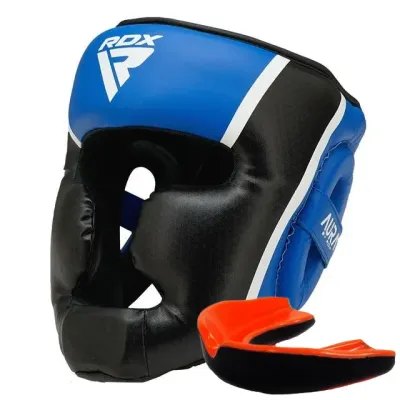 Боксерский шлем RDX AURA PLUS T-17 Blue/Black S капа в комплекте