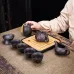 Чайный дорожный набор No Brand из 10 предметов Black Matt с чехлом для китайской чайной церемонии керамический