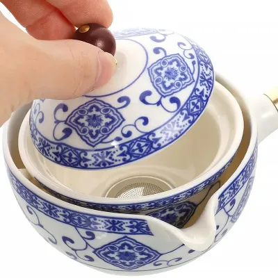 Набор для чайной церемонии No Brand из 6 предметов Blue+White