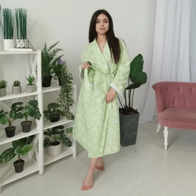 Вафельний халат Luxyart Кімоно розмір (54-56) XL 100% бавовна (LUX-114)