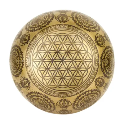 Поющая чаша Kailash Тибетская Чакры 186х186х92 мм Античный Бронзовый (27746)