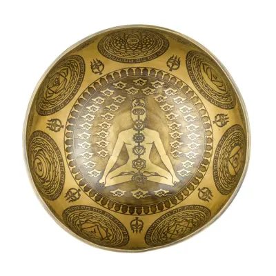 Поющая чаша Kailash Тибетская Чакры 186х186х92 мм Античный Бронзовый (27746)
