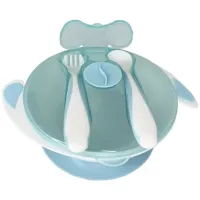 Тарілка на присосці з ложкою та виделкою Mega Zayka MGZ-0109 (Light-Blue) 350 мл Тарілка на присосці з ложкою та виделкою Mega Zayka MGZ-0109 (Light-Blue) 350 мл