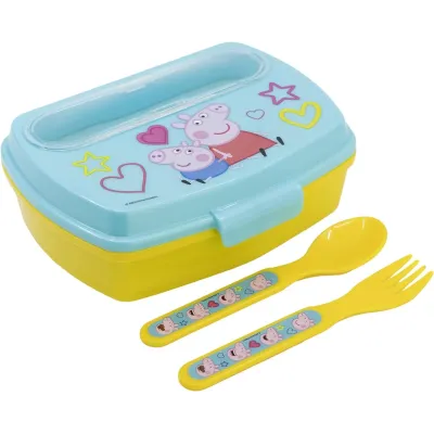 Ланч-бокс детский с ложкой и вилкой Stor Peppa Pig (13909)