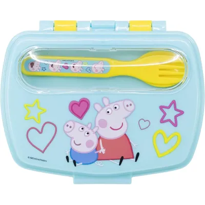 Ланч-бокс детский с ложкой и вилкой Stor Peppa Pig (13909)