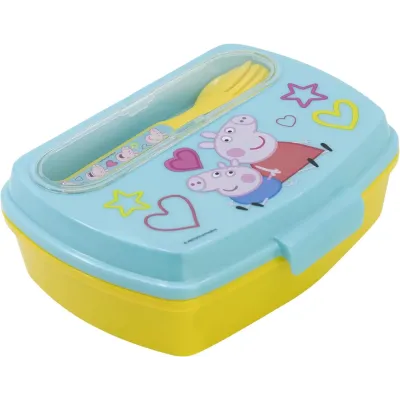 Ланч-бокс детский с ложкой и вилкой Stor Peppa Pig (13909)
