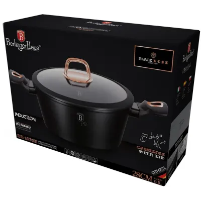 Кастрюля с крышкой 20 см 2,5 л Berlinger Haus Black Rose Collection (BH-1641N)