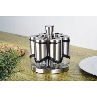Набір для спецій на круглій підставці 7 предметів Berlinger Haus Silver Collection (BH-1991) Набір для спецій на круглій підставці 7 предметів Berlinger Haus Silver Collection (BH-1991)