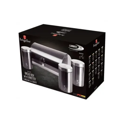 Набор хлебница с тремя емкостями для хранения продуктов Berlinger Haus Metallic Line Carbon Pro Edition (BH-6732)