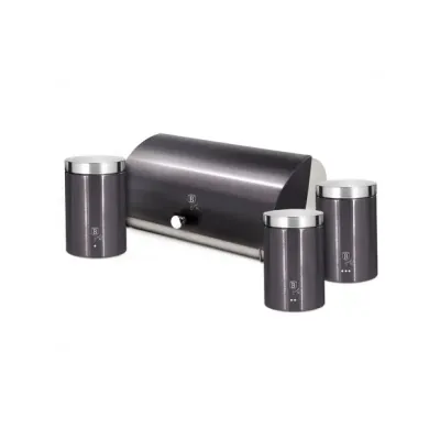 Набор хлебница с тремя емкостями для хранения продуктов Berlinger Haus Metallic Line Carbon Pro Edition (BH-6732)