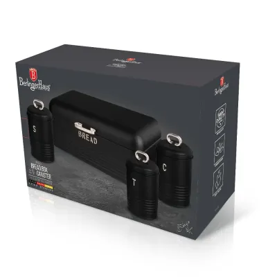 Набор хлебниц с тремя емкостями для хранения продуктов Berlinger Haus Black Silver Collection (BH-6754)