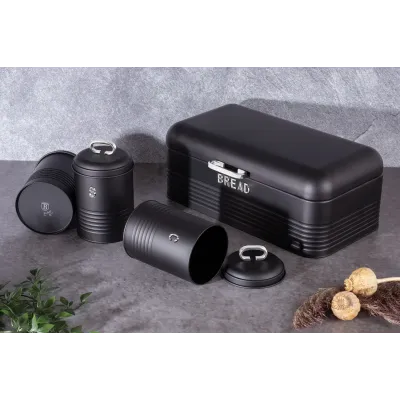 Набор хлебниц с тремя емкостями для хранения продуктов Berlinger Haus Black Silver Collection (BH-6754)