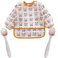 Набір 2Life слинявчик-нагрудник Ведмедики та столові прилади Рожевий Набір 2Life слинявчик-нагрудник Ведмедики та столові прилади Рожевий