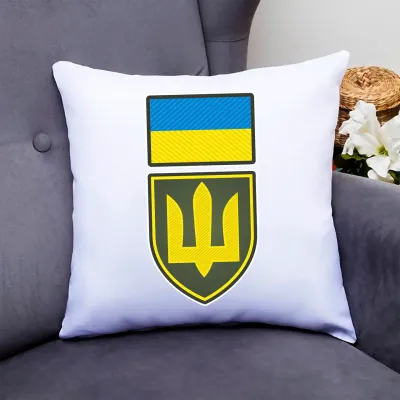 Подушка декоративная Кавун Флаг Украины. Щит Тризуб. ЗСУ 40x40 см (П000807)