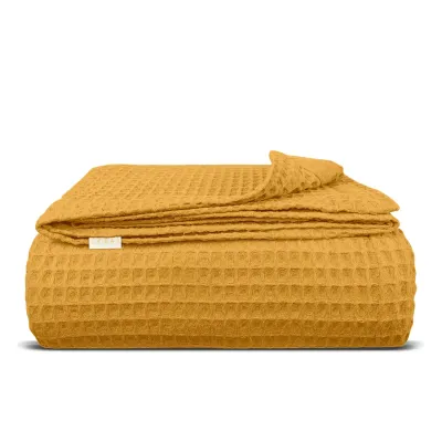 Плед-покривало вафельне COSAS 200х220 см Curcuma Greek Waffle Гірчичний