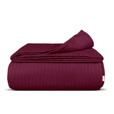 Плед-покрывало косичка COSAS 200х220 см Ruby Knitted Braid Бордовый