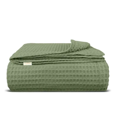 Плед-покрывало вафельное COSAS 200х220 см Olive Greek Waffle Оливковый