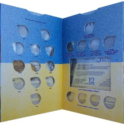 Альбом-планшет Collection для пам'ятних монет України 1 гривня 10 фактів про гривню Різнокольоровий (hub_i8yrgt) Альбом-планшет Collection для пам'ятних монет України 1 гривня 10 фактів про гривню Різнокольоровий (hub_i8yrgt)