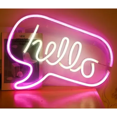 Настенный неоновый светильник-ночник Angel HELLO 43*31 см